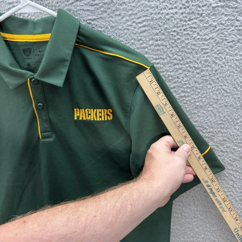 Green Bay Packers Shirt Adult Medium Green Polo Nike Dri Fit Performance Stretch